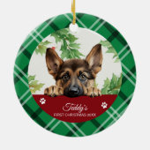 シェパード犬　最初のクリスマス セラミックオーナメント (裏面)