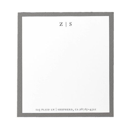 シェパード縁どクランタータンチェックプレイドパターン ノートパッド (正面)