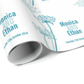 シェビルモダンティール（緑がかった色）結婚の名前ギフト紙 ラッピングペーパー (ロールコーナー)