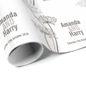 シェビルモダンブラウン結婚の名前の贈り物紙 ラッピングペーパー (ロールコーナー)