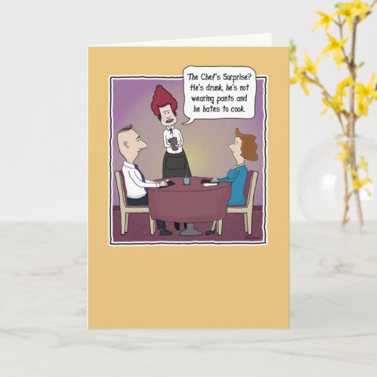 シェフおもしろいサプライズ誕生日 カード (黄色い花)