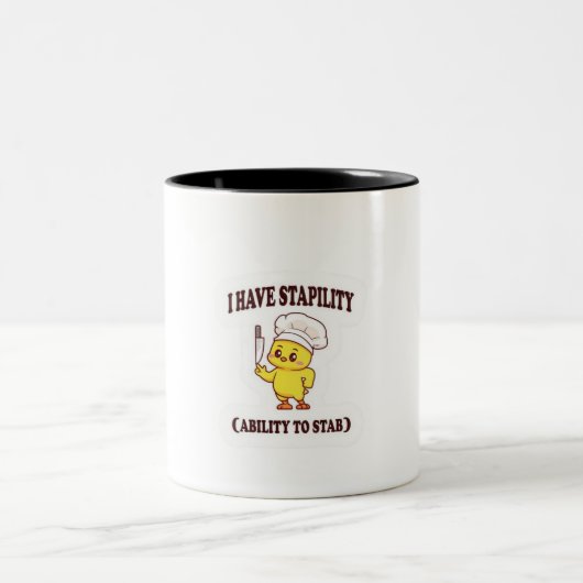 シェフおもしろいチキンTシャツ – 「安定している」 ツートーンマグカップ (中央)