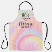 シェフおもしろい引用文レインボーパステル大理石模様 エプロン (正面)