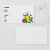 シェフおもしろい料理ゲーターアリゲーターマンガ 名刺 (正面/裏面)