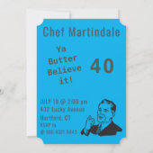 シェフおもしろい誕生日調理師顔リプレイスユーモアファブ 招待状 (裏面)