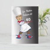 シェフ🎉おもしろい調理師40歳 招待状 (スタンド正面)