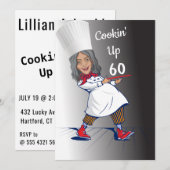 シェフ🎉おもしろい調理師60歳おもしろい誕生日 招待状 (正面/裏面)