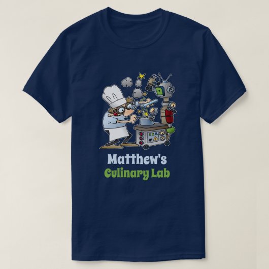 シェフお洒落と科学の調理師実験室の漫画 Tシャツ (デザイン正面)