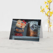 シェフお洒落ピギー&ヴィンテージコーヒー缶 カード (黄色い花)