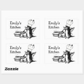 シェフかわいいバニー 長方形シール (シート)