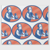 シェフが札束を持ってレストランの財務を管理 ラッピングペーパー (フラット)