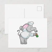 シェフとして働く象と塩のふりかけ ポストカード (正面/裏面)