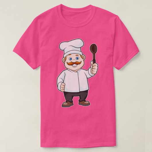 シェフとシェフハットスープスプーン Tシャツ (デザイン正面)
