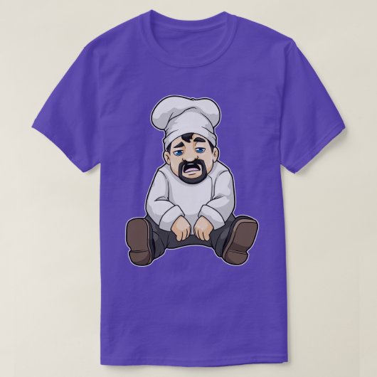 シェフとシェフ帽子ひげ Tシャツ (デザイン正面)