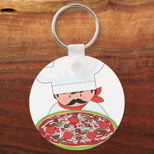 シェフとピザ キーホルダー (正面)
