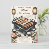 シェフと一緒に BBQ 日本の寿司 焼き鳥 30歳の誕生日パーティーに参加しよう 招待状 (スタンド正面)