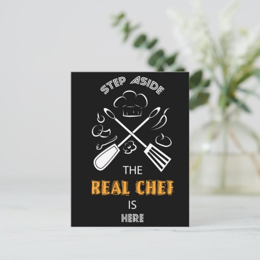 シェフと料理おもしろい引用文 ポストカード (スタンド正面)