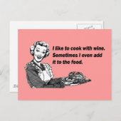 シェフと料理のユーモア - ワインを料理に使う ポストカード (正面/裏面)