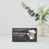 シェフと配膳盆 |大理石 名刺 (スタンド正面)