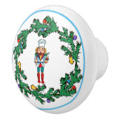 シェフのくるみ割りが付いているクリスマスのリース セラミックノブ (右)