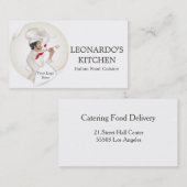 シェフのためのシェフのロゴ、ケータリング、レストラン 名刺 (正面/裏面)