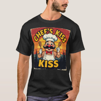 シェフのキス 楽しいレトロ風カートゥーンシェフ Tシャツ