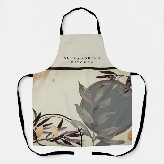 シェフのキッチン自然ウォーター芸術的カラーリーフ エプロン (正面)