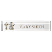 シェフのケイタリングビジネスの食事用器具類 デスクネームプレート (正面)