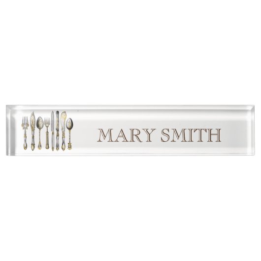 シェフのケイタリングビジネスの食事用器具類 デスクネームプレート (正面)