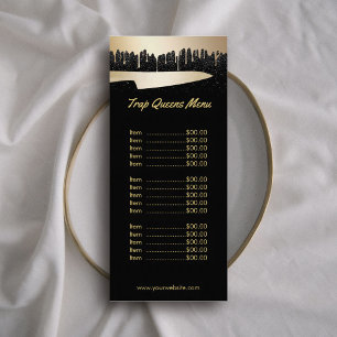 シェフのケータリングのレストランのモダンな黒及び金ゴールドメニュー ラックカード