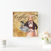 シェフのコーヒー スクエア壁時計 (ホーム)