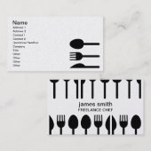 シェフのサービス係の料理店主ビジネス黒 名刺 (正面/裏面)