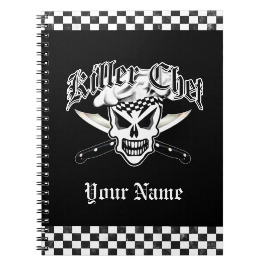 シェフのスカルおよび交差させたシェフのナイフ2 ノートブック (正面)