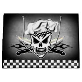 シェフのスカルおよび燃えるようなシェフのナイフ2 ラージペーパーバッグ (正面)