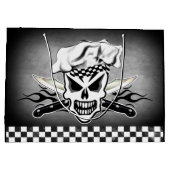 シェフのスカルおよび燃えるようなシェフのナイフ2 ラージペーパーバッグ (裏面)