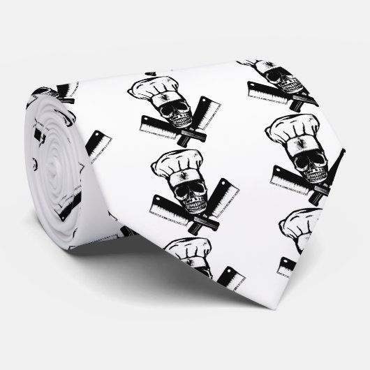 シェフのスカル(B&W) ネクタイ (ロール)