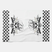 シェフのスカルadnの燃えるようなシェフのナイフ2 キッチンタオル (横)