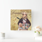 シェフのデザート スクエア壁時計 (ホーム)