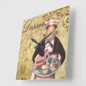 シェフのデザート スクエア壁時計 (傾斜)