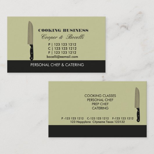 シェフのナイフの食料調達の鋭い料理のナイフ 名刺 (正面/裏面)