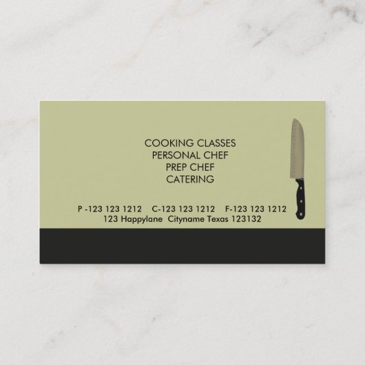 シェフのナイフの食料調達の鋭い料理のナイフ 名刺 (裏面)