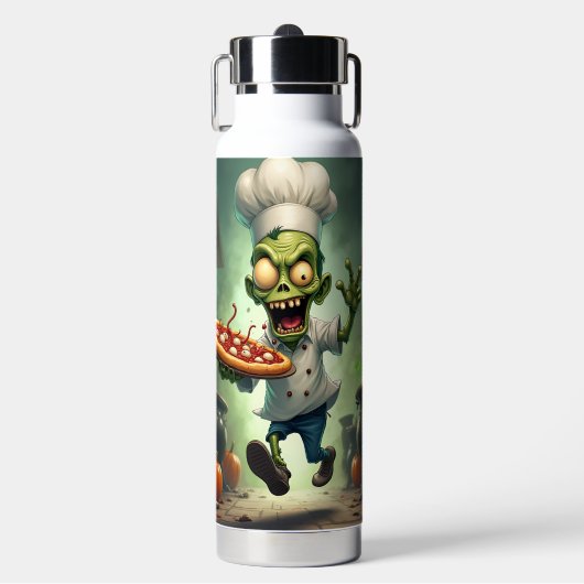 シェフのピザ、ハロウィーン、作家Natasha Us ウォーターボトル (正面)
