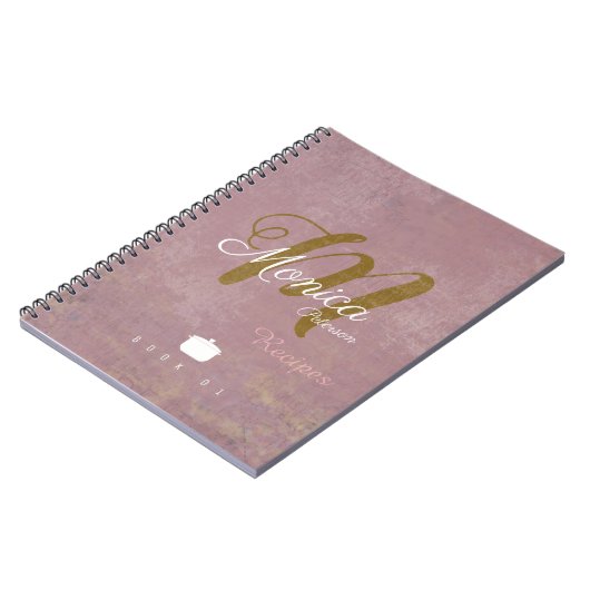 シェフのレシピスタイリッシュのために塵のバラのモノグラム ノートブック (左側)
