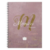 シェフのレシピスタイリッシュのために塵のバラのモノグラム ノートブック (正面)