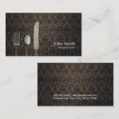 シェフのヴィンテージのダマスク織のアンティークの銀器 名刺 (正面/裏面)