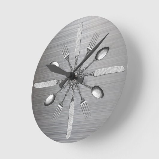 シェフの台所道具フェイクな金属の鋼鉄 ラウンド壁時計 (傾斜)