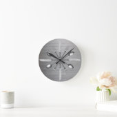 シェフの台所道具フェイクな金属の鋼鉄 ラウンド壁時計 (ホーム)