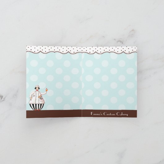 シェフの女の子の感謝カード - 黒髪の茶色 サンキューカード (内部)