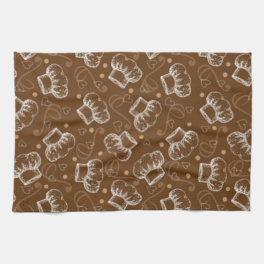 シェフの帽子が付いている料理パターン キッチンタオル (横)