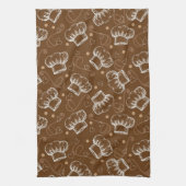 シェフの帽子が付いている料理パターン キッチンタオル (縦)